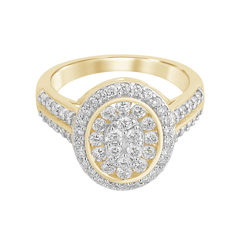 Oval Shaped Ring with 1.00tw of Laboratory-Grown Diamonds in 9kt Yellow Gold Rings Bevilles 