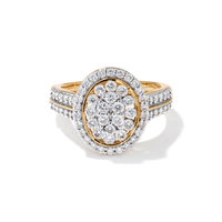 Oval Shaped Ring with 1.00tw of Laboratory-Grown Diamonds in 9kt Yellow Gold Rings Bevilles 