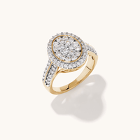 Oval Shaped Ring with 1.00tw of Laboratory-Grown Diamonds in 9kt Yellow Gold Rings Bevilles 