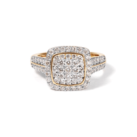 Cushion Shaped Ring with 1.00tw of Laboratory-Grown Diamonds in 9kt Yellow Gold Rings Bevilles 