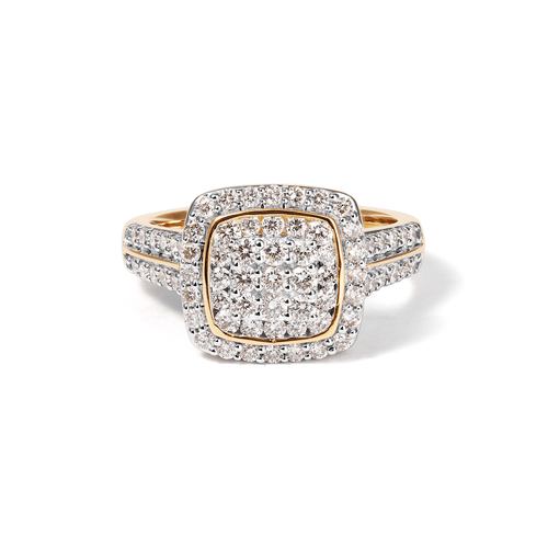 Cushion Shaped Ring with 1.00tw of Laboratory-Grown Diamonds in 9kt Yellow Gold Rings Bevilles 