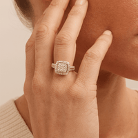 Cushion Shaped Ring with 1.00tw of Laboratory-Grown Diamonds in 9kt Yellow Gold Rings Bevilles 