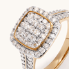 Cushion Shaped Ring with 1.00tw of Laboratory-Grown Diamonds in 9kt Yellow Gold Rings Bevilles 