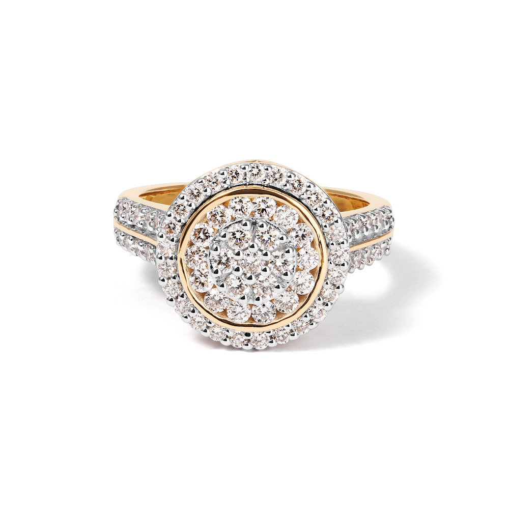 Round Cluster Ring with 1.00tw of Laboratory-Grown Diamonds in 9kt Yellow Gold Rings Bevilles 