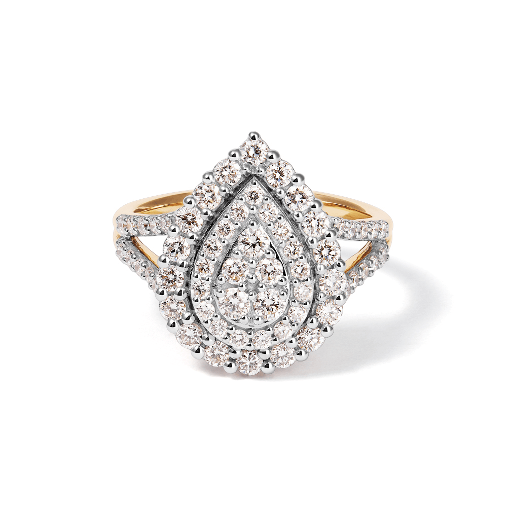 Pear Shaped Cluster Ring with 1.00tw of Laboratory-Grown Diamonds in 9kt Yellow Gold Rings Bevilles 