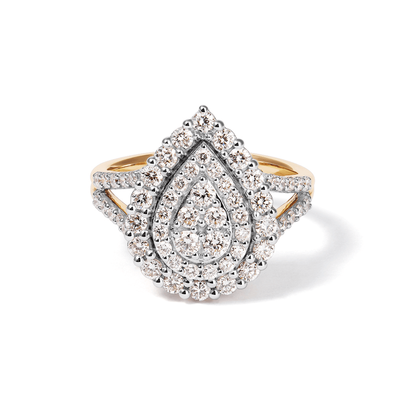Pear Shaped Cluster Ring with 1.00tw of Laboratory-Grown Diamonds in 9kt Yellow Gold Rings Bevilles 