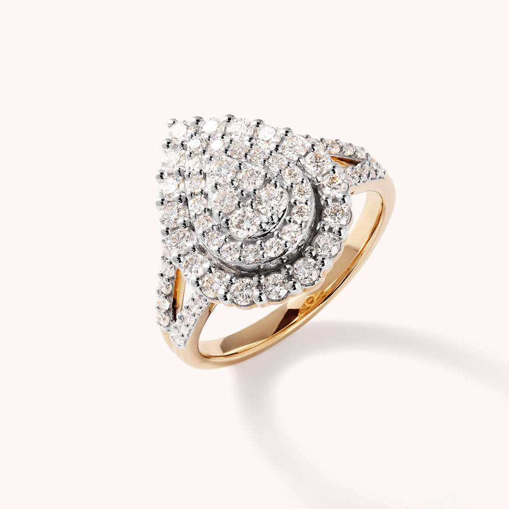 Pear Shaped Cluster Ring with 1.00tw of Laboratory-Grown Diamonds in 9kt Yellow Gold Rings Bevilles 