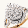Pear Shaped Cluster Ring with 1.00tw of Laboratory-Grown Diamonds in 9kt Yellow Gold Rings Bevilles 