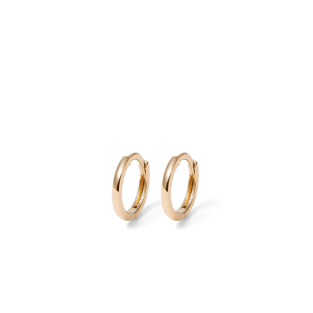 8mm Round Huggie Earrings in 9kt Yellow Gold Earrings Bevilles 