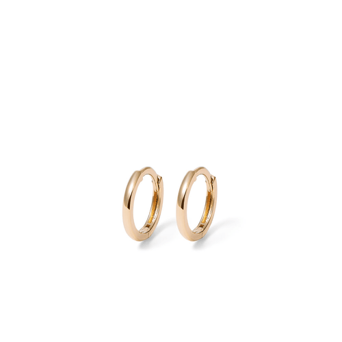 8mm Round Huggie Earrings in 9kt Yellow Gold Earrings Bevilles 