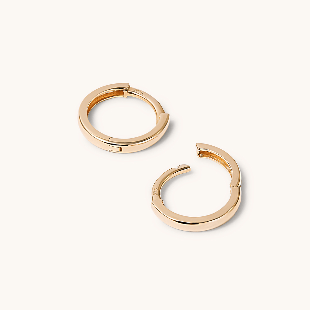 8mm Round Huggie Earrings in 9kt Yellow Gold Earrings Bevilles 