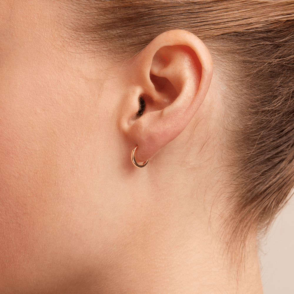 8mm Round Huggie Earrings in 9kt Yellow Gold Earrings Bevilles 
