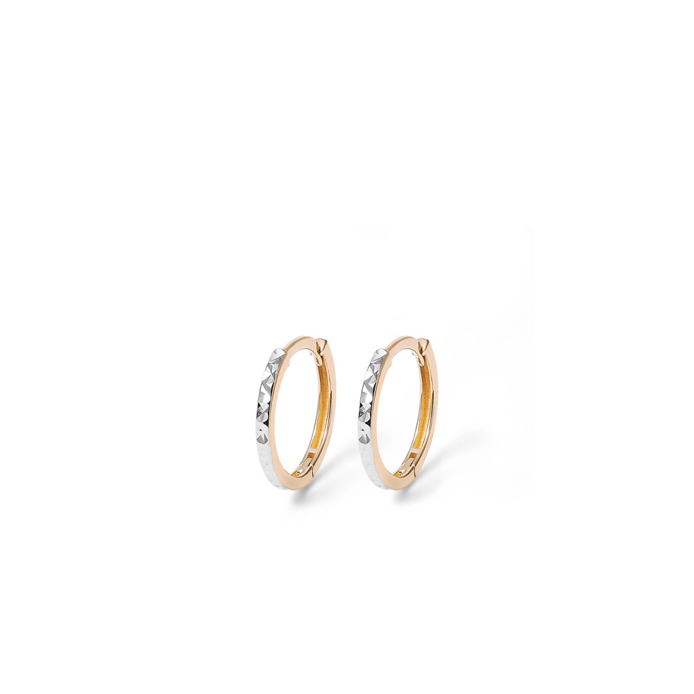 10mm Duo-Tone Diamond Cut Huggie Earrings in 9kt Yellow Gold Earrings Bevilles 