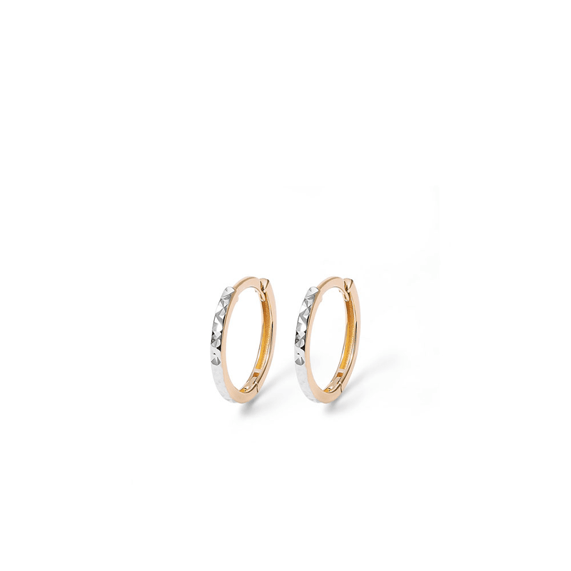 10mm Duo-Tone Diamond Cut Huggie Earrings in 9kt Yellow Gold Earrings Bevilles 