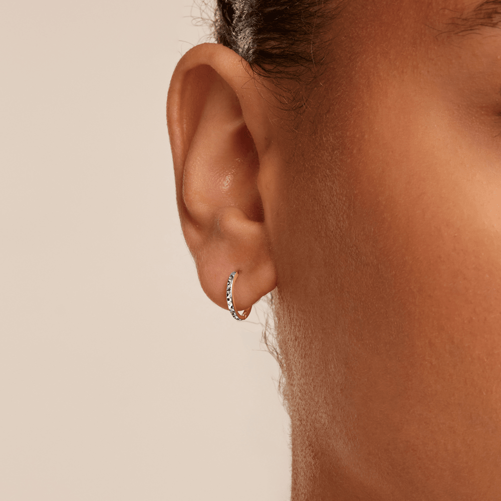 10mm Duo-Tone Diamond Cut Huggie Earrings in 9kt Yellow Gold Earrings Bevilles 