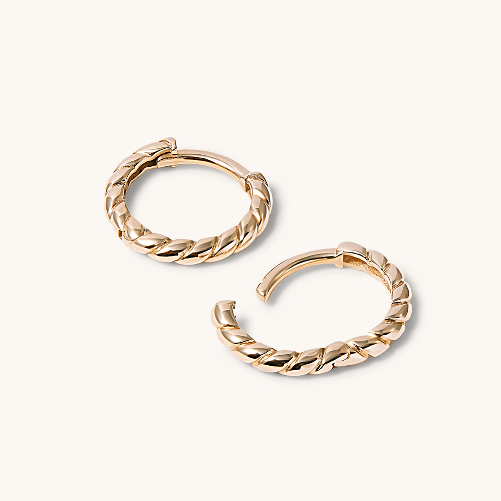 8mm Twist Huggie Earrings in 9kt Yellow Gold Earrings Bevilles 