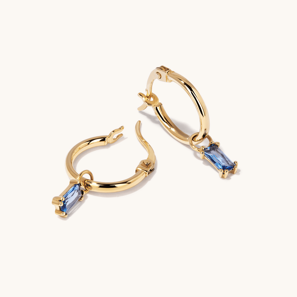 10mm Cubic Zirconia Drop Hoop Earrings in 9kt Yellow Gold Earrings Bevilles 