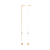 Cubic Zirconia Station Threader Earrings in 9kt Yellow Gold Earrings Bevilles 