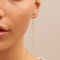 Cubic Zirconia Station Threader Earrings in 9kt Yellow Gold Earrings Bevilles 