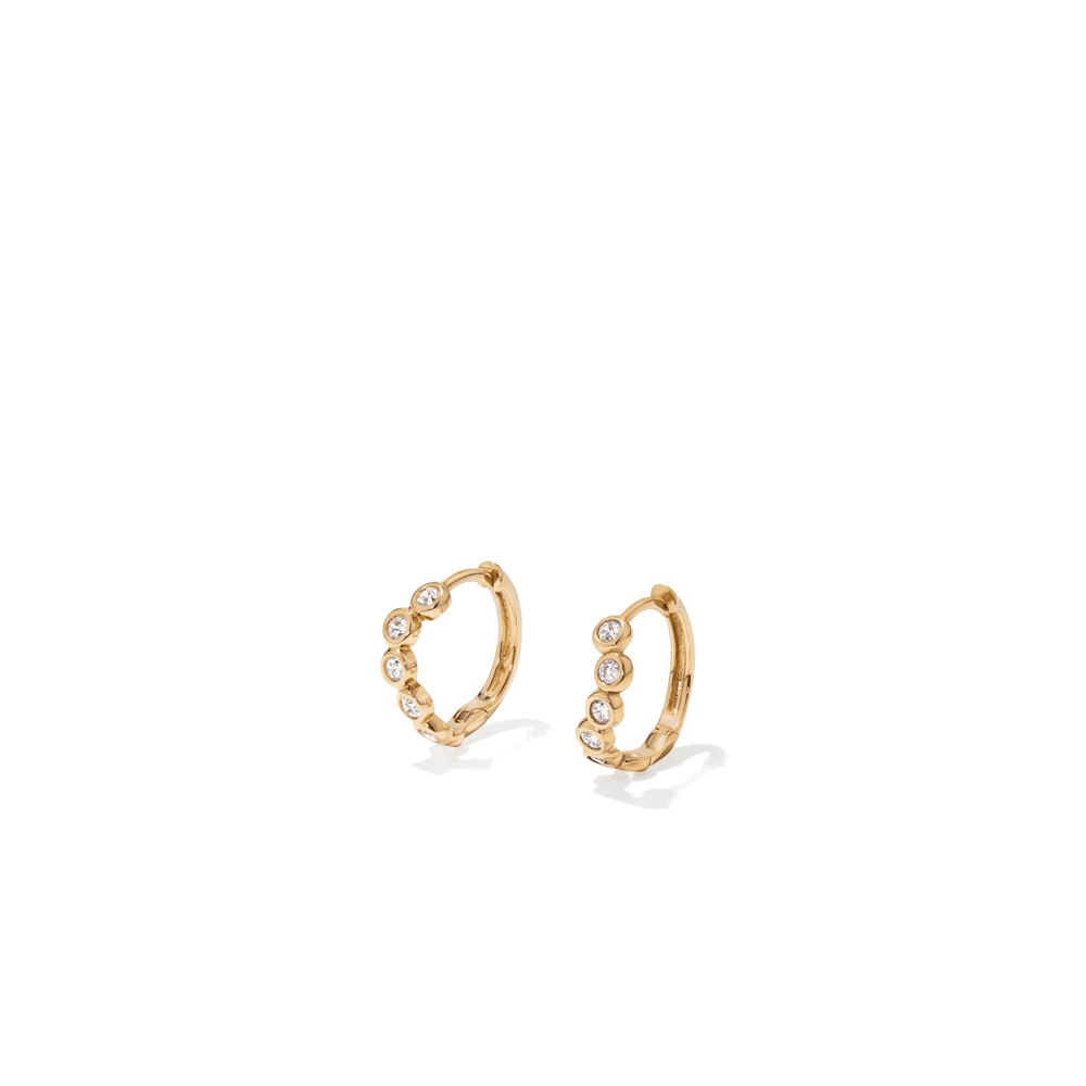 Cubic Zirconia Wave Huggie Earrings in 9kt Yellow Gold Earrings Bevilles 