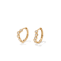 Cubic Zirconia Wave Huggie Earrings in 9kt Yellow Gold Earrings Bevilles 