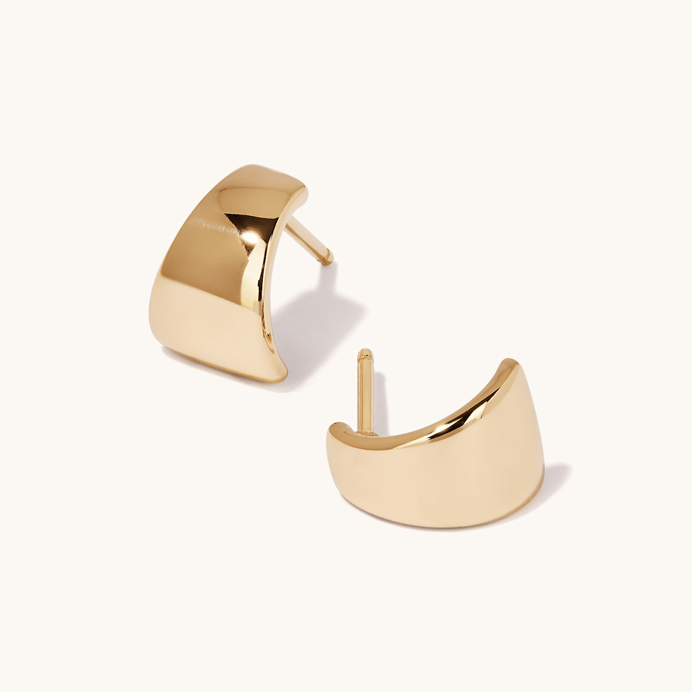 Tapered Hoop Stud Earrings in 9kt Yellow Gold Earrings Bevilles 