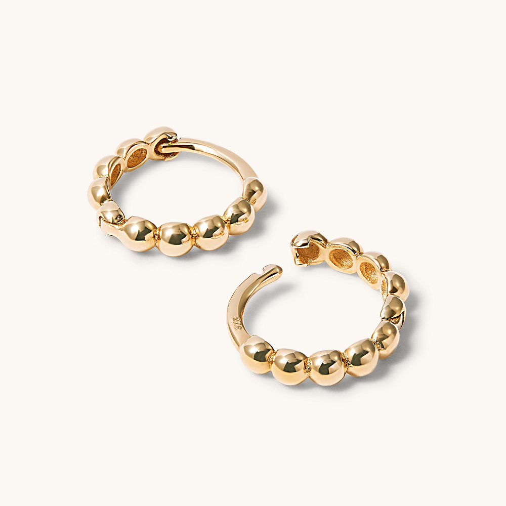 7mm Bead Huggie Earrings in 9kt Yellow Gold Earrings Bevilles 