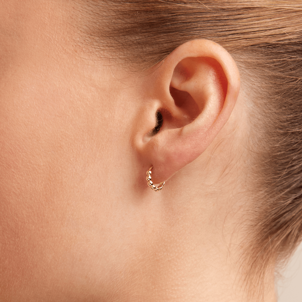 7mm Bead Huggie Earrings in 9kt Yellow Gold Earrings Bevilles 