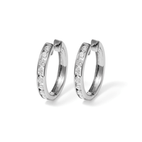 18mm Channel Huggie Earrings with 1.00tw of Laboratory-Grown Diamonds in Sterling Silver with Platinum Coating Earrings Bevilles 