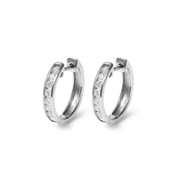 14mm Channel Huggie Earrings with 0.50tw of Laboratory-Grown Diamonds in Sterling Silver with Platinum Coating Earrings Bevilles 