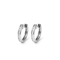 12mm Channel Huggie Earrings with 0.20tw of Laboratory-Grown Diamonds in Sterling Silver with Platinum Coating Earrings Bevilles 