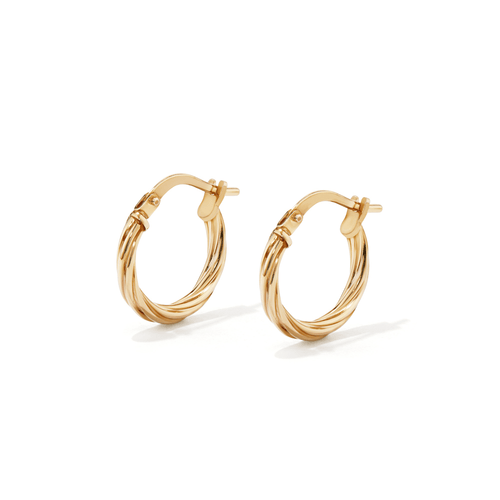 10mm Twist Hoop Earrings in 9kt Bonded Yellow Gold Earrings Bevilles 