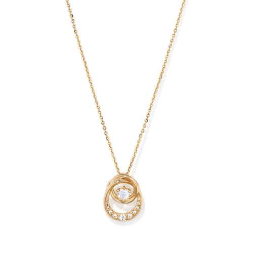 43cm Cubic Zirconia Twist Pendant Necklace in 9kt Yellow Bonded Gold Pendants Bevilles 