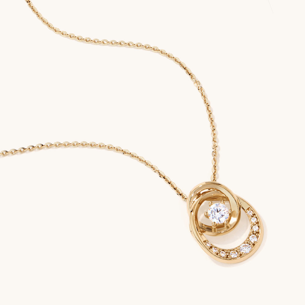 43cm Cubic Zirconia Twist Pendant Necklace in 9kt Yellow Bonded Gold Pendants Bevilles 