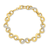 20cm Crystal Infinity Link Bracelet in 9kt Yellow Bonded Gold Bracelets Bevilles 