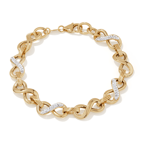 20cm Crystal Infinity Link Bracelet in 9kt Bonded Gold Silver Filled Bracelets Bevilles 