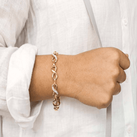 20cm Crystal Infinity Link Bracelet in 9kt Yellow Bonded Gold Bracelets Bevilles 