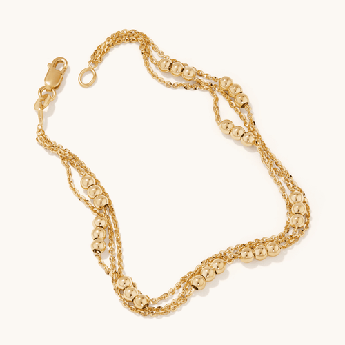 19cm Multi-Strand Station Bracelet in 9kt Bonded Gold Silver Filled Bracelets Bevilles 