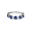 Oval Created Sapphire Swirl Ring with 0.14tw of Laboratory-Grown Diamonds in Sterling Silver and Platinum Rings Bevilles 