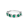Oval Created Emerald Swirl Ring with 0.14tw of Laboratory-Grown Diamonds in Sterling Silver and Platinum Rings Bevilles 