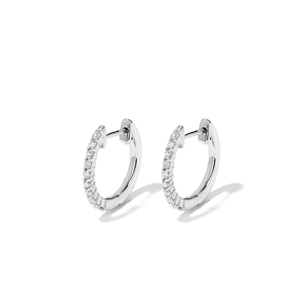 Hoop Earrings with 0.25tw of Laboratory-Grown Diamonds in Sterling Silver and Platinum Earrings Bevilles 
