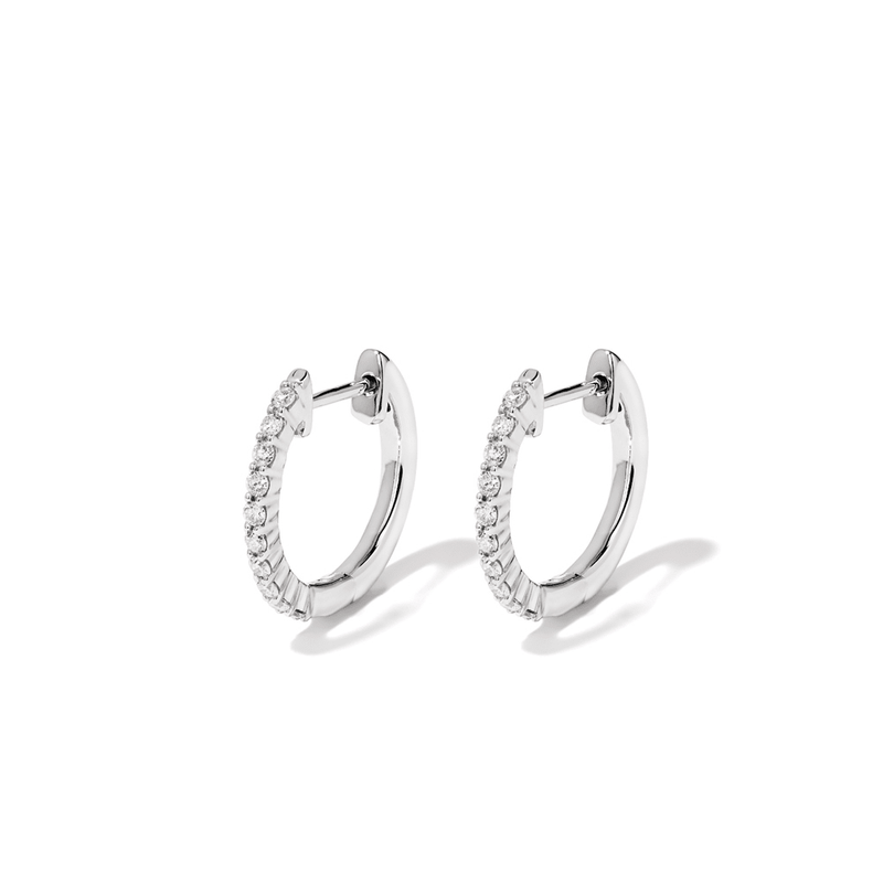 Hoop Earrings with 0.25tw of Laboratory-Grown Diamonds in Sterling Silver and Platinum Earrings Bevilles 