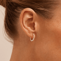 Hoop Earrings with 0.25tw of Laboratory-Grown Diamonds in Sterling Silver and Platinum Earrings Bevilles 