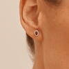 Oval Created Ruby Halo Stud Earrings with 0.14tw of Laboratory-Grown Diamonds in Sterling Silver and Platinum Earrings Bevilles 
