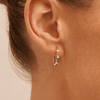 Hoop Earrings with Created Ruby and 0.02tw of Laboratory-Grown Diamonds in Sterling Silver and Platinum Earrings Bevilles 