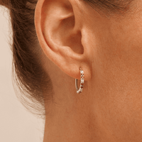 Hoop Earrings with Created Ruby and 0.02tw of Laboratory-Grown Diamonds in Sterling Silver and Platinum Earrings Bevilles 