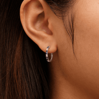 Hoop Earrings with Created Sapphire and 0.02tw of Laboratory-Grown Diamonds in Sterling Silver and Platinum Earrings Bevilles 