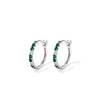 Hoop Earrings with Created Emerald and 0.02tw of Laboratory-Grown Diamonds in Sterling Silver and Platinum Earrings Bevilles 