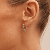 Hoop Earrings with Created Emerald and 0.02tw of Laboratory-Grown Diamonds in Sterling Silver and Platinum Earrings Bevilles 