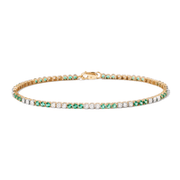 18cm Alternating Created Emerald Tennis Bracelet with 0.25tw of Laboratory-Grown Diamonds in 9kt Yellow Gold Bracelets Bevilles 